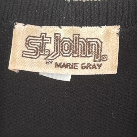 St John by Marie Gray Vintage made in USA Black Dress with Gold Trim size 8 - Picture 4 of 8
